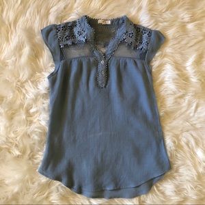 Mine size small blue blouse top with lacy designs